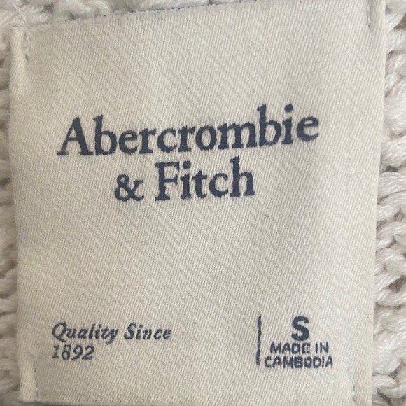 Abercrombie & Fitch Herringbone Stitched Cardigan Ivory Cropped Sweater Small - Picture 5 of 12